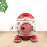 Maxbell Cartoon Rocket Statue Money Bank Tabletop Sculpture Display for Bedroom Red Color Pink