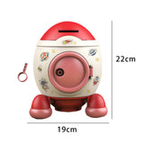Maxbell Cartoon Rocket Statue Money Bank Tabletop Sculpture Display for Bedroom Red Color Pink