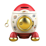 Maxbell Cartoon Rocket Statue Money Bank Tabletop Sculpture Display for Bedroom Red Gold