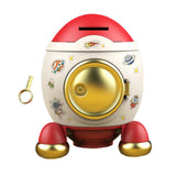 Maxbell Cartoon Rocket Statue Money Bank Tabletop Sculpture Display for Bedroom Red Gold