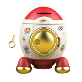 Maxbell Cartoon Rocket Statue Money Bank Tabletop Sculpture Display for Bedroom Red Gold