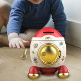 Maxbell Cartoon Rocket Statue Money Bank Tabletop Sculpture Display for Bedroom Red Gold