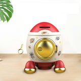 Maxbell Cartoon Rocket Statue Money Bank Tabletop Sculpture Display for Bedroom Red Gold