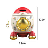 Maxbell Cartoon Rocket Statue Money Bank Tabletop Sculpture Display for Bedroom Red Gold