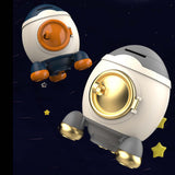 Maxbell Cartoon Rocket Statue Money Bank Tabletop Sculpture Display for Bedroom Gray and Gold