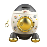 Maxbell Cartoon Rocket Statue Money Bank Tabletop Sculpture Display for Bedroom Gray and Gold