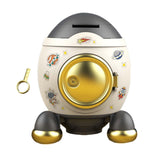 Maxbell Cartoon Rocket Statue Money Bank Tabletop Sculpture Display for Bedroom Gray and Gold