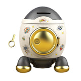 Maxbell Cartoon Rocket Statue Money Bank Tabletop Sculpture Display for Bedroom Gray and Gold