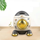 Maxbell Cartoon Rocket Statue Money Bank Tabletop Sculpture Display for Bedroom Gray and Gold