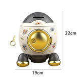 Maxbell Cartoon Rocket Statue Money Bank Tabletop Sculpture Display for Bedroom Gray and Gold