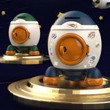 Maxbell Cartoon Rocket Statue Money Bank Tabletop Sculpture Display for Bedroom Green Orange