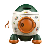 Maxbell Cartoon Rocket Statue Money Bank Tabletop Sculpture Display for Bedroom Green Orange