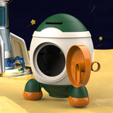 Maxbell Cartoon Rocket Statue Money Bank Tabletop Sculpture Display for Bedroom Green Orange