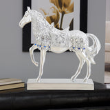 Maxbell Modern Horse Statue Figurine Decorative for Living Room Decoration Ornament Argent