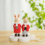 Maxbell Wooden Animal Ornament Fine Workmanship Rabbit Statue for Bedroom Decor Rabbit