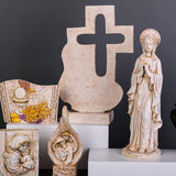 Maxbell Cross Statue Decorative Tabletop Statue Figurine for Church Desktop Memorial