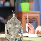Maxbell Arabian Incense Diffuser Home Decor Metal for Office desktop Argent