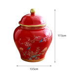 Maxbell Chinese Style Ceramic Ginger Jar Decorative Ceramic Flower Vase Tea Storage