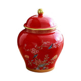 Maxbell Chinese Style Ceramic Ginger Jar Decorative Ceramic Flower Vase Tea Storage