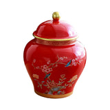 Maxbell Chinese Style Ceramic Ginger Jar Decorative Ceramic Flower Vase Tea Storage