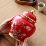 Maxbell Chinese Style Ceramic Ginger Jar Decorative Ceramic Flower Vase Tea Storage