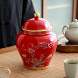 Maxbell Chinese Style Ceramic Ginger Jar Decorative Ceramic Flower Vase Tea Storage