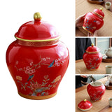 Maxbell Chinese Style Ceramic Ginger Jar Decorative Ceramic Flower Vase Tea Storage