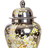 Maxbell Porcelain Ginger Jar Temple Jar Storage Office Bedroom Ceramic Flower Vase Argent