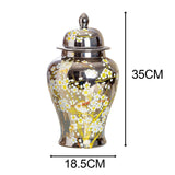 Maxbell Porcelain Ginger Jar Temple Jar Storage Office Bedroom Ceramic Flower Vase Argent