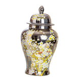 Maxbell Porcelain Ginger Jar Temple Jar Storage Office Bedroom Ceramic Flower Vase Argent