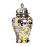 Maxbell Porcelain Ginger Jar Temple Jar Storage Office Bedroom Ceramic Flower Vase Argent