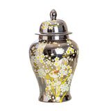 Maxbell Porcelain Ginger Jar Temple Jar Storage Office Bedroom Ceramic Flower Vase Argent
