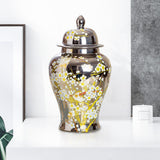 Maxbell Porcelain Ginger Jar Temple Jar Storage Office Bedroom Ceramic Flower Vase Argent