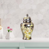 Maxbell Porcelain Ginger Jar Temple Jar Storage Office Bedroom Ceramic Flower Vase Argent