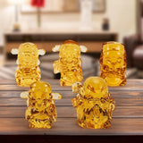 Maxbell 5 Pieces Crystal Chinese God of Wealth Figurines for Bookshelf Decoration