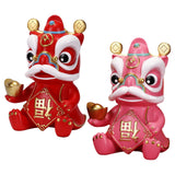 Maxbell Chinese Wealth Lion Figurine Resin Piggy Bank Ornament Accessory Red