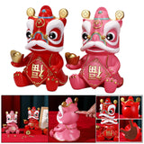 Maxbell Chinese Wealth Lion Figurine Resin Piggy Bank Ornament Accessory Red