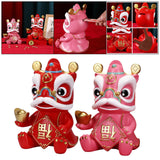 Maxbell Chinese Wealth Lion Figurine Resin Piggy Bank Ornament Accessory Red