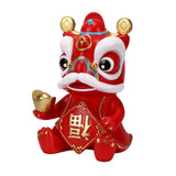 Maxbell Chinese Wealth Lion Figurine Resin Piggy Bank Ornament Accessory Red
