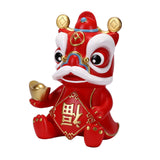 Maxbell Chinese Wealth Lion Figurine Resin Piggy Bank Ornament Accessory Red