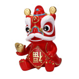 Maxbell Chinese Wealth Lion Figurine Resin Piggy Bank Ornament Accessory Red