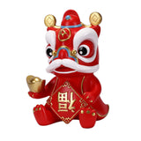 Maxbell Chinese Wealth Lion Figurine Resin Piggy Bank Ornament Accessory Red