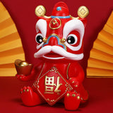 Maxbell Chinese Wealth Lion Figurine Resin Piggy Bank Ornament Accessory Red