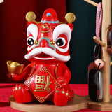 Maxbell Chinese Wealth Lion Figurine Resin Piggy Bank Ornament Accessory Red