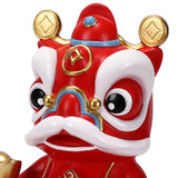 Maxbell Chinese Wealth Lion Figurine Resin Piggy Bank Ornament Accessory Red