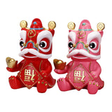 Maxbell Chinese Wealth Lion Figurine Resin Piggy Bank Ornament Accessory Red