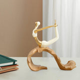 Maxbell Resin Yoga Girls Statue Table Decoration Elegant for Bedroom Office Creative Style B