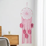 Maxbell Boho Macrame Wall Hanging Pendant Braided Tassel for Home Bedroom Party Pink