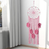 Maxbell Boho Macrame Wall Hanging Pendant Braided Tassel for Home Bedroom Party Pink