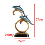 Maxbell Dolphin Figurines Dolphins Statue for Home Decorations Housewarming Gift Light Blue